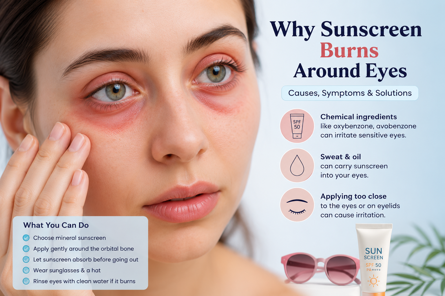 sunscreen burns around eyes
