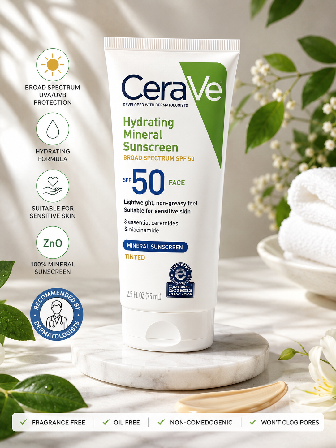 CeraVe Hydrating Mineral Sunscreen Face SPF 50