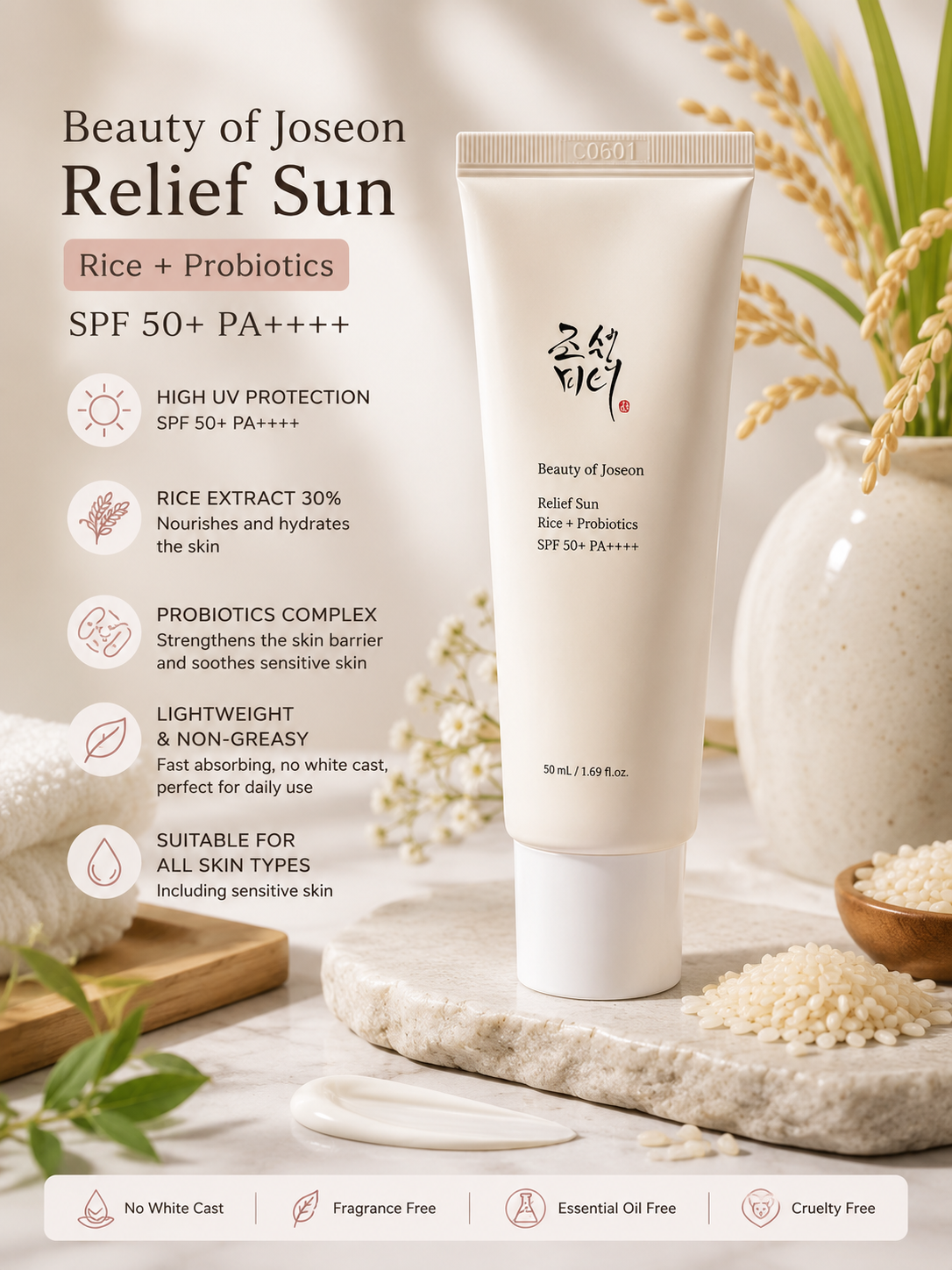 Beauty of Joseon Relief Sun: Rice + Probiotics SPF 50+ PA++++