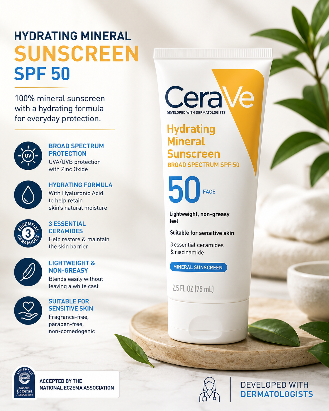 CeraVe Hydrating Mineral Sunscreen SPF 50