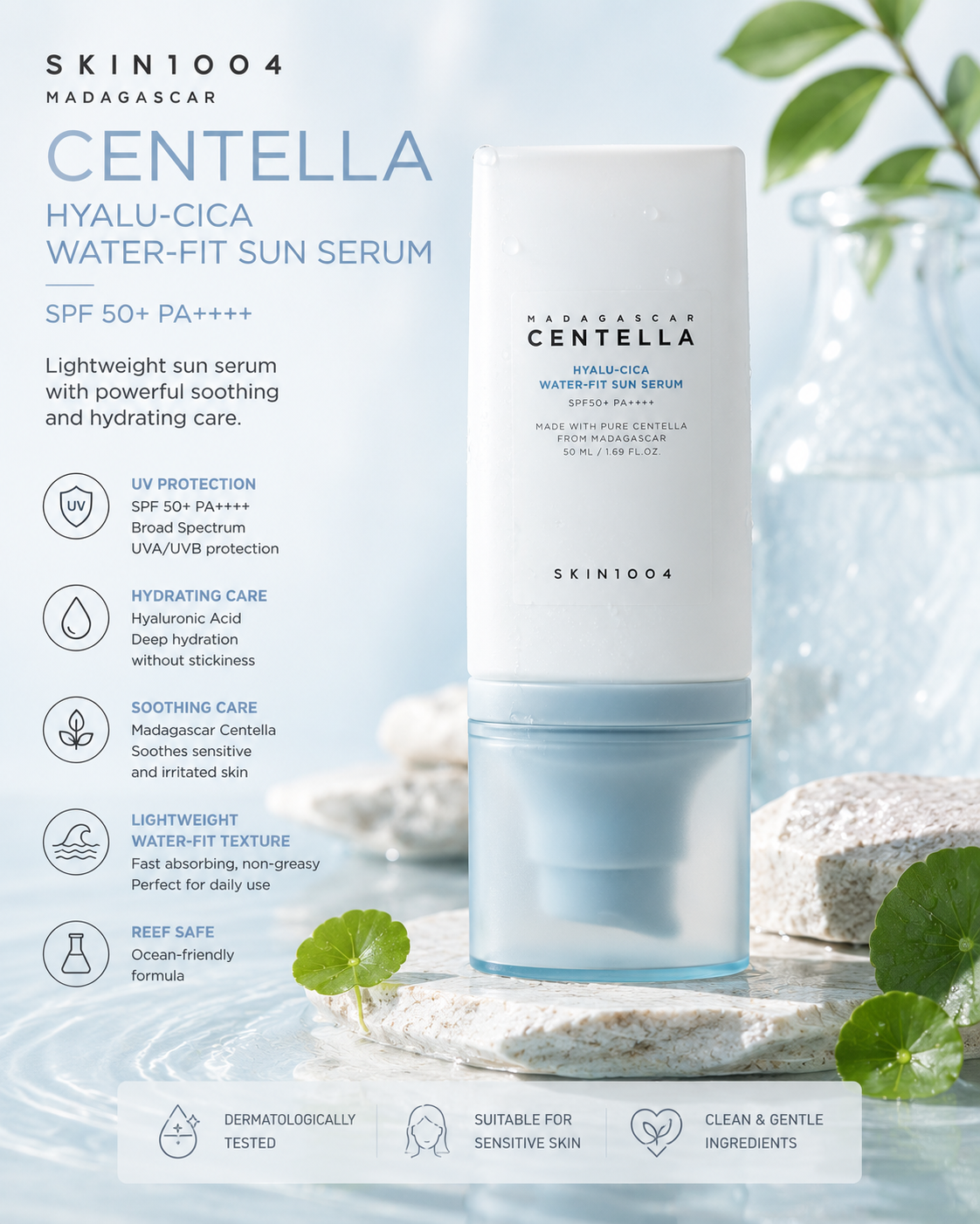 SKIN1004 Madagascar Centella Hyalu-Cica Water-Fit Sun Serum