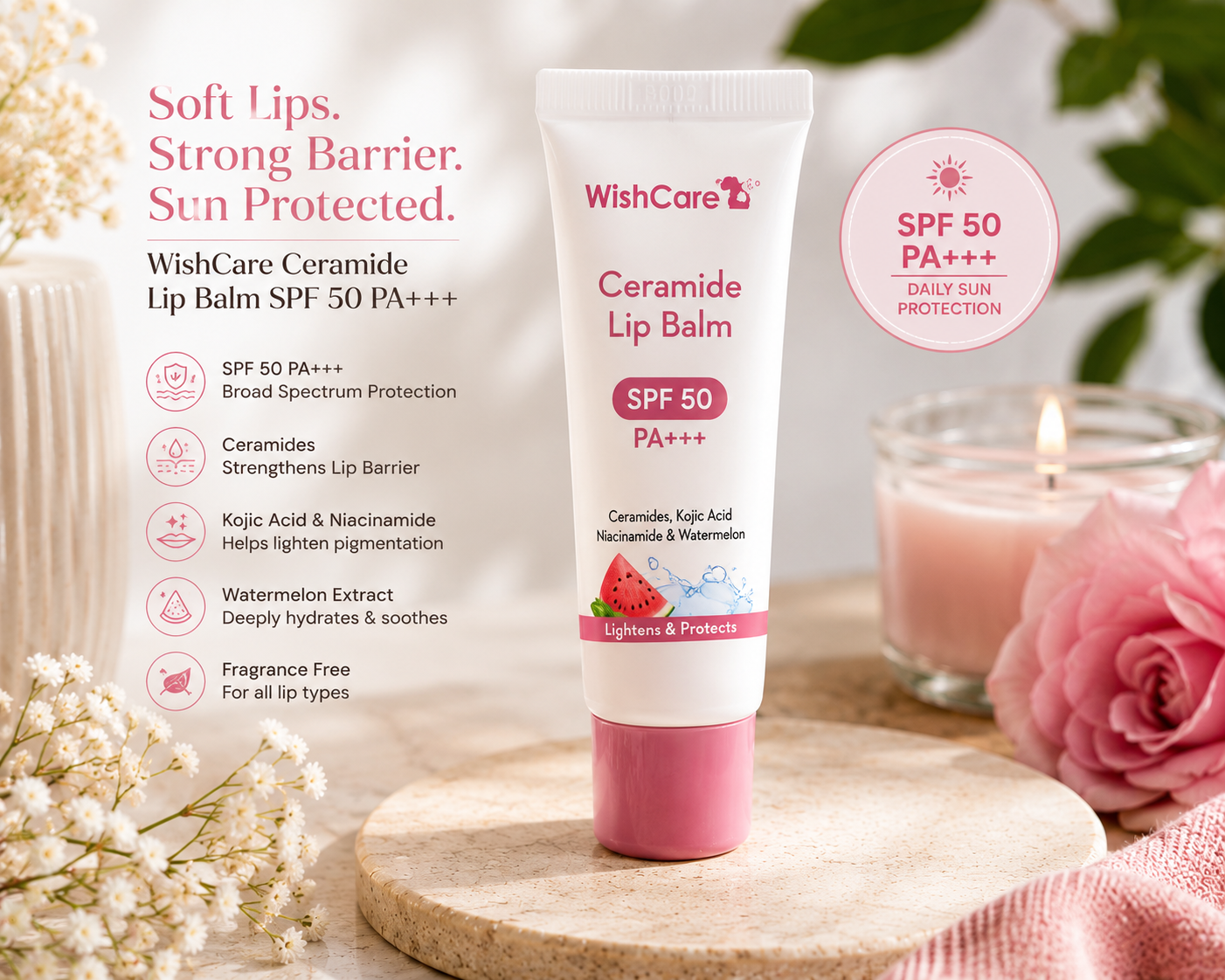 WishCare Ceramide Lip Balm SPF 50 PA+++