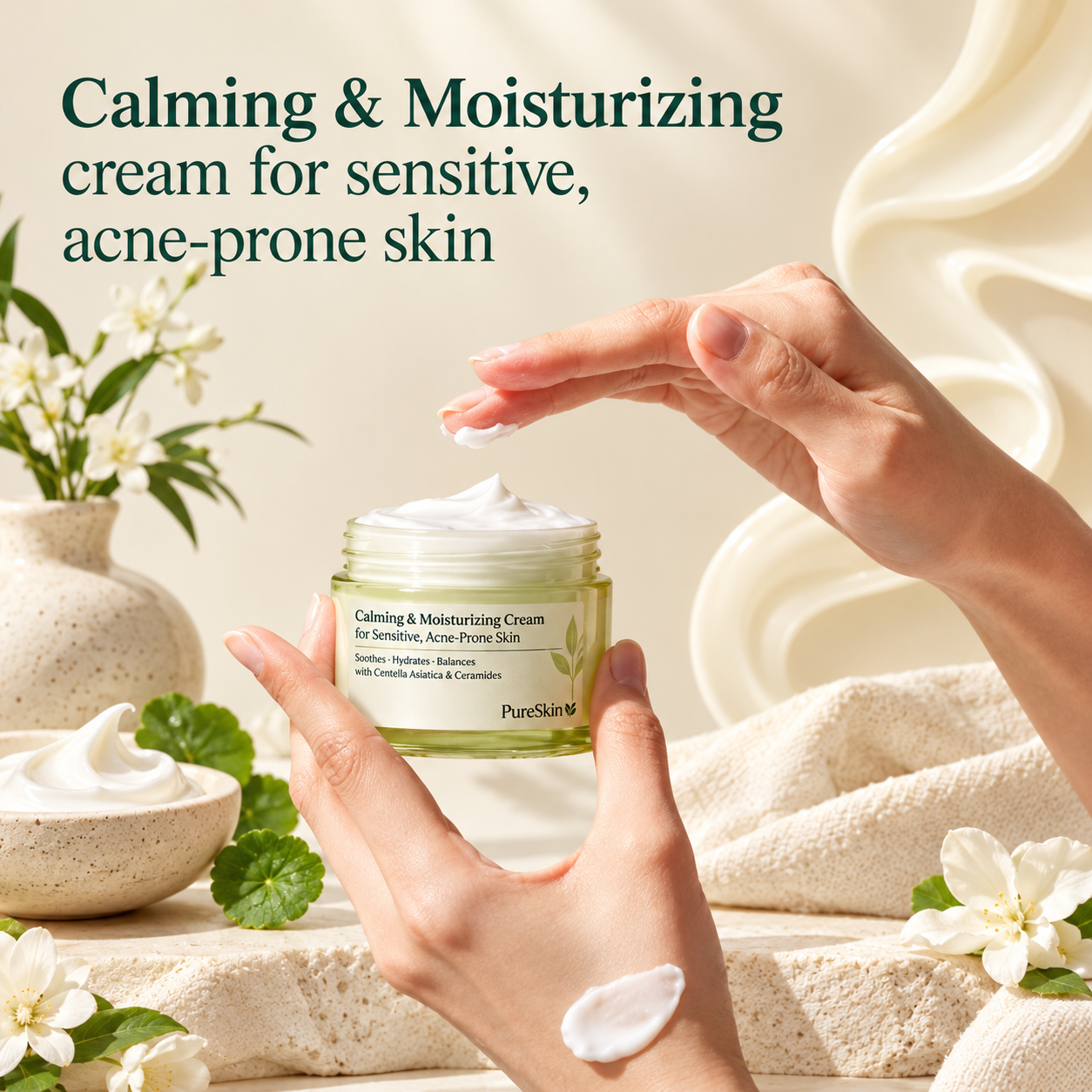 Calming & Moisturizing Cream for Sensitive, Acne-Prone Skin