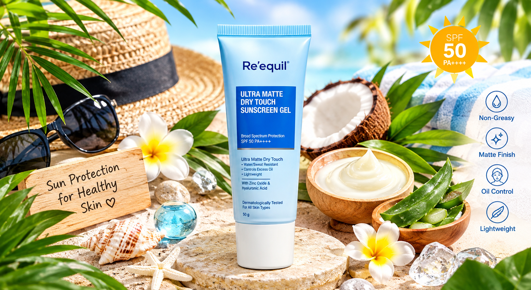 Re'equil Ultra Matte Dry Touch Sunscreen Gel