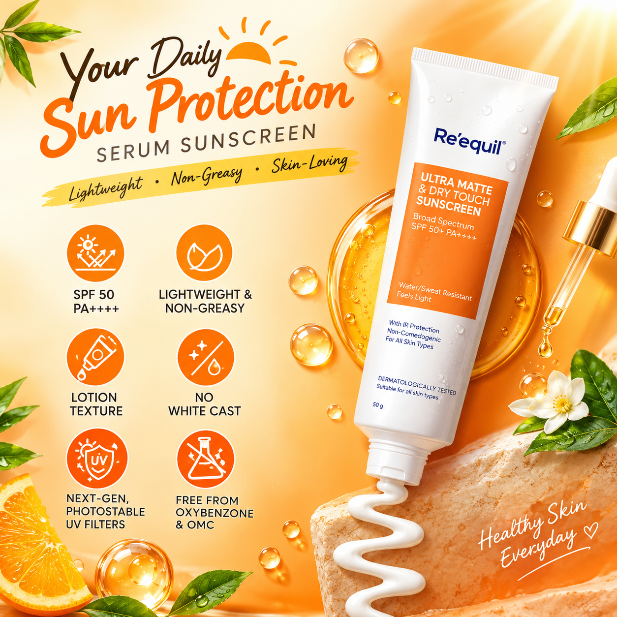 Re'equil Oxybenzone & OMC Free Sunscreen SPF 50+