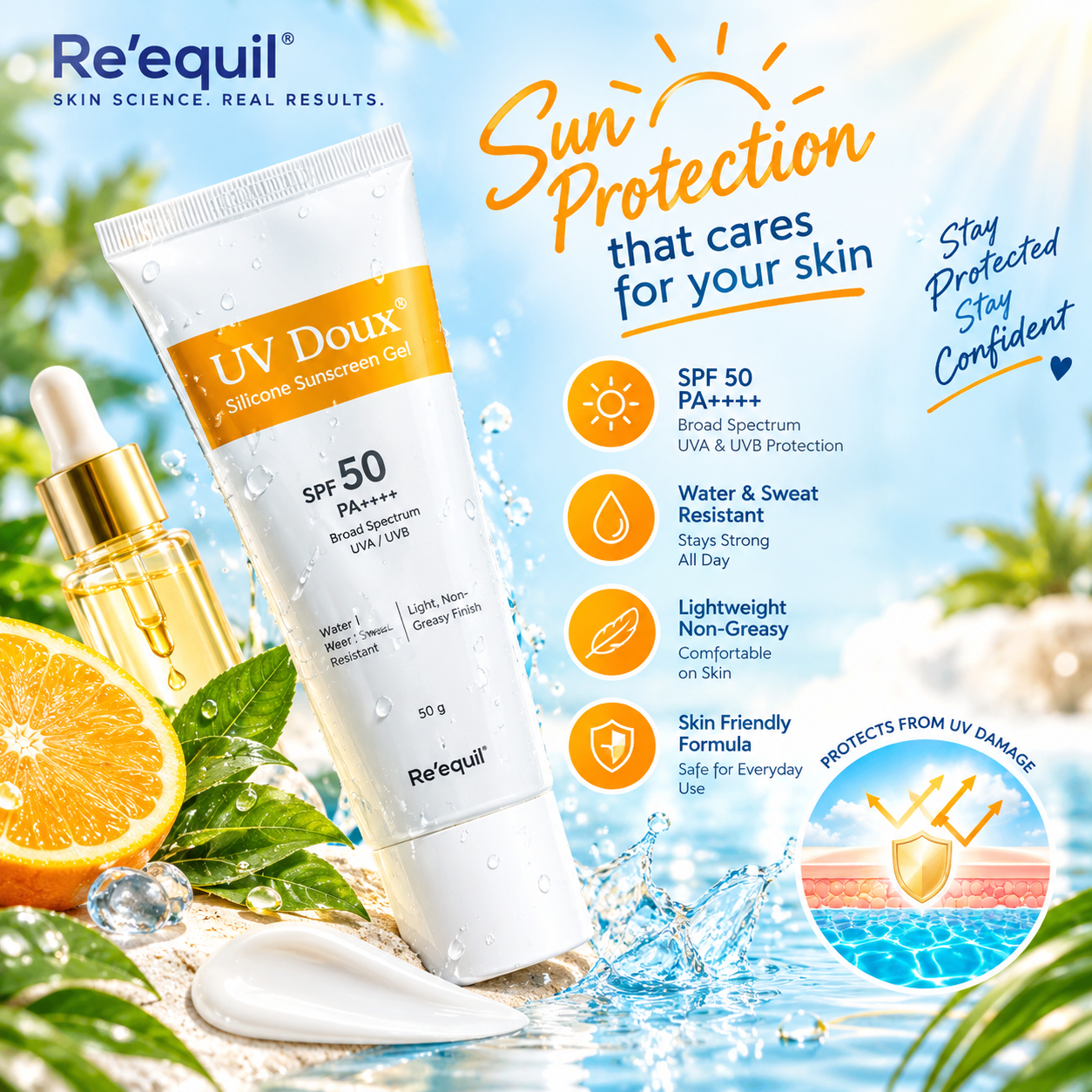 UV Doux Silicone Sunscreen Gel SPF 50 PA+++