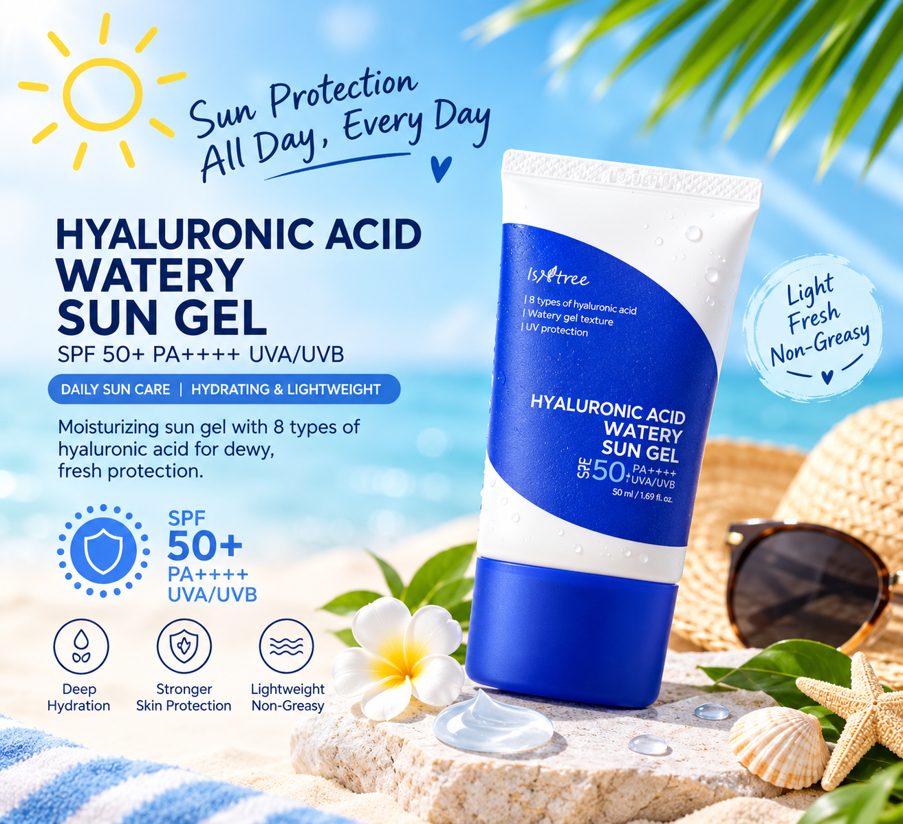 Isntree Hyaluronic Acid Watery Sun Gel SPF 50+ PA++++