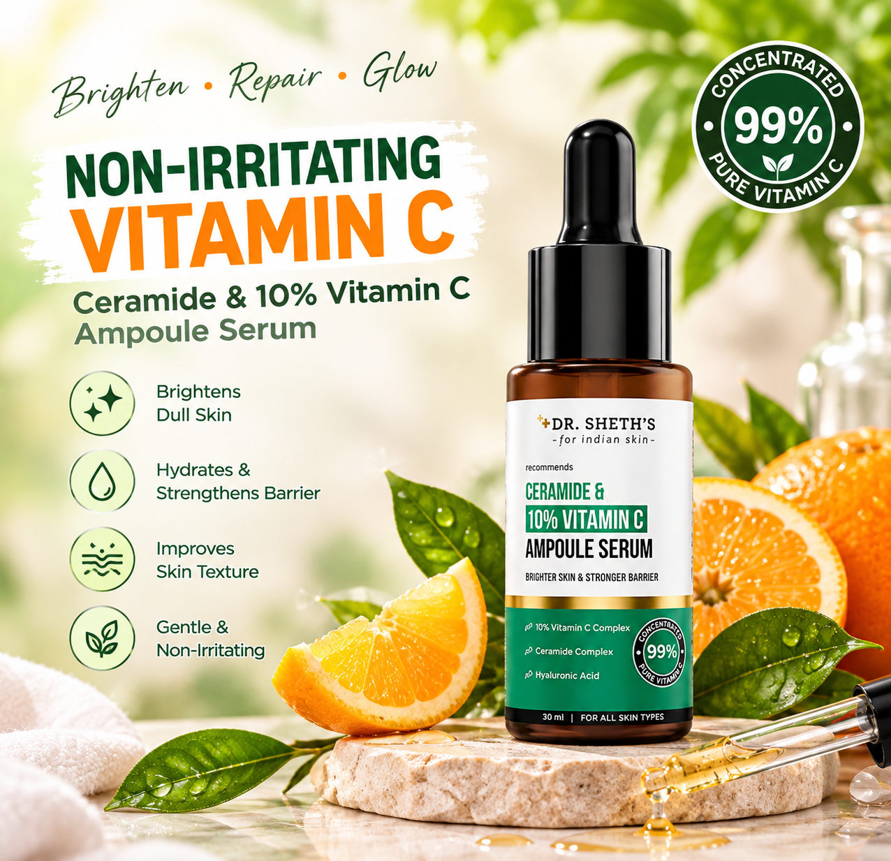 Dr. Sheth's Ceramide & 10% Vitamin C Ampoule Serum